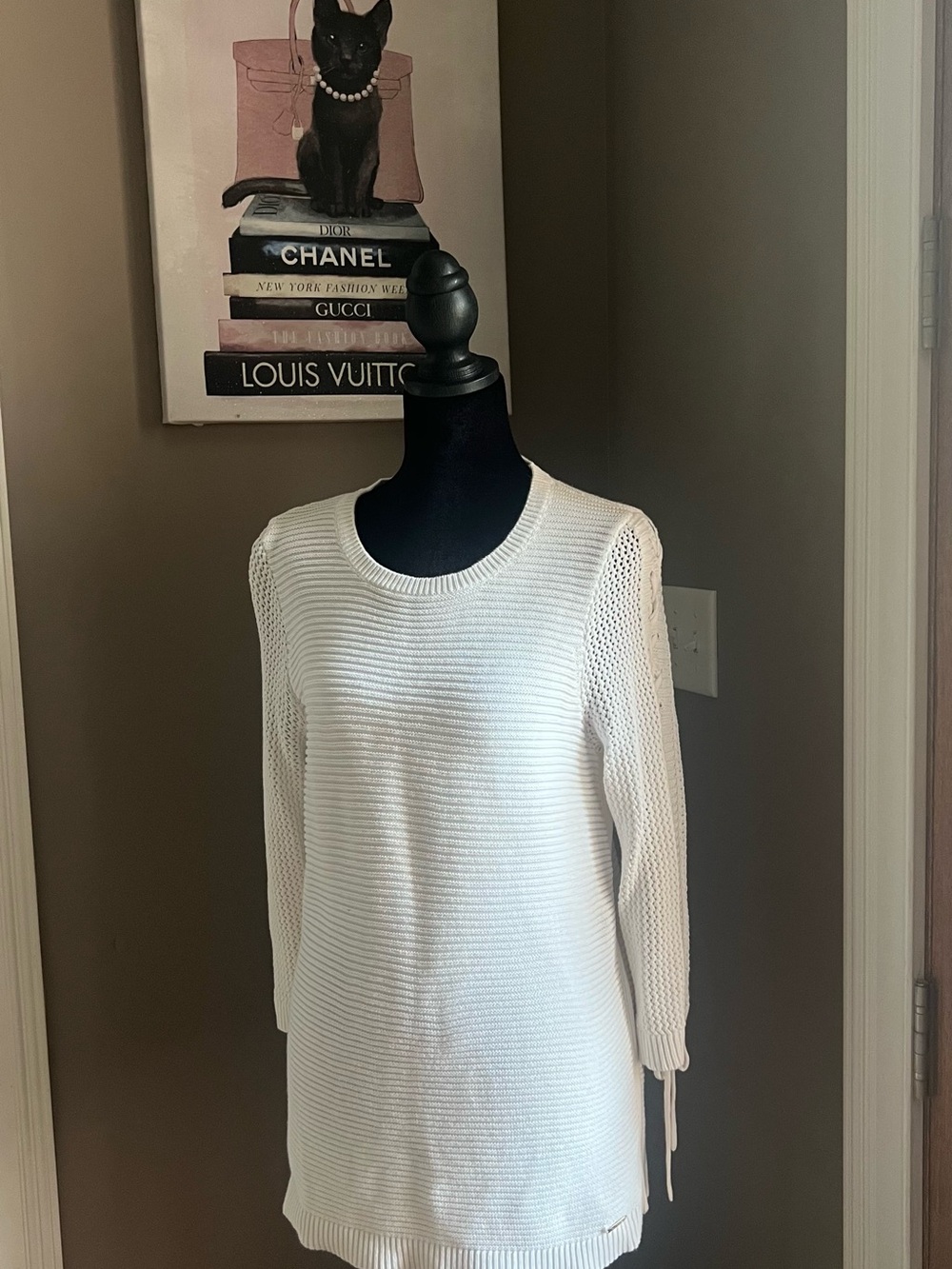 Calvin Klein Off-White Knit Crewneck Sweater
